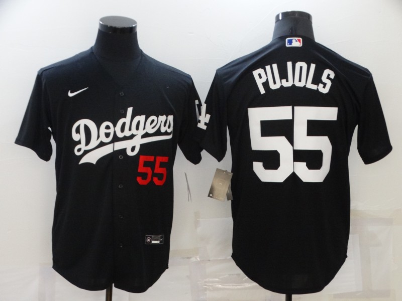 Men's Los Angeles Dodgers Albert Pujols #55 Black Jersey